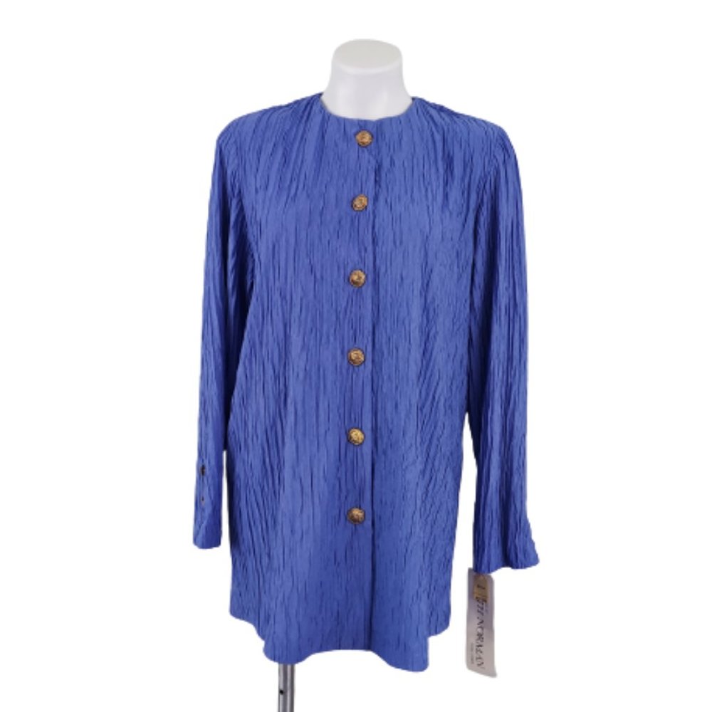 Vintage 1980s Ruth Norman Oversized Button up Textured Tunic Top, M